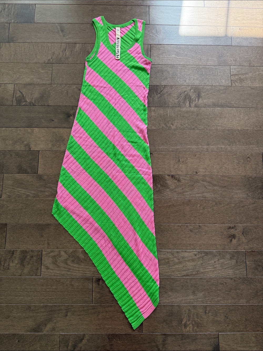 Petar Petrov Green & Pink Diagonal Ribbed Tank